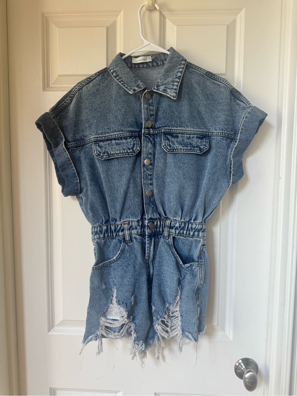 idem ditto Distressed Blue Denim Romper